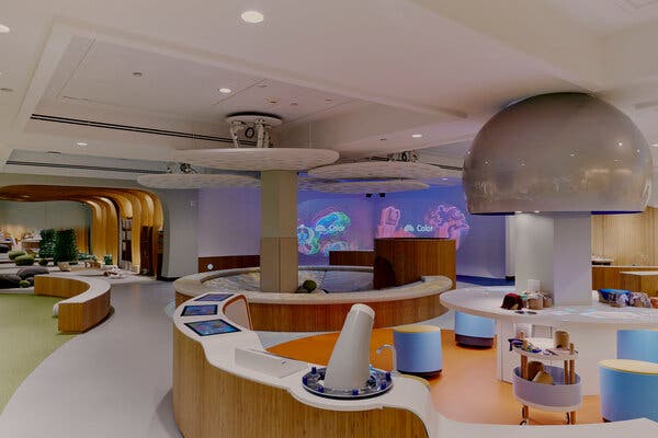 The 3,500-square-foot 81st Street Studio of the Met, dedicated to children, has digital images on walls and tables, oversized, playable musical instruments and focused workstations.