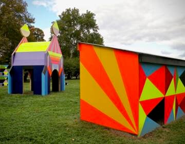 Structures with bright colors and bold geometric designs is the signature style of London-based artist Morag Myerscough