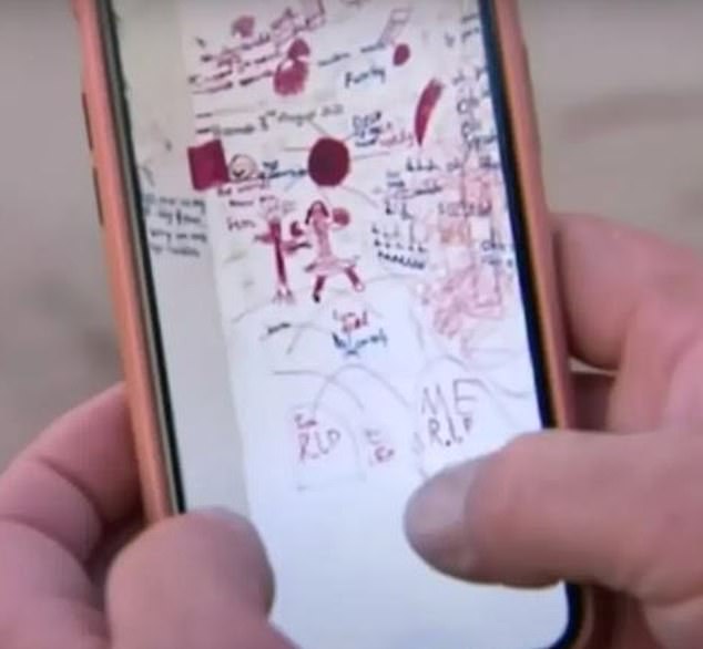 A tradesman shows an image he snapped inside Erin Patterson's home. It contained disturbing images scrawled upon the wall of her dining room