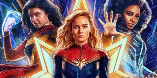 Ms. Marvel, Captain Marvel, and Monica Rambeau on 'The Marvels' poster