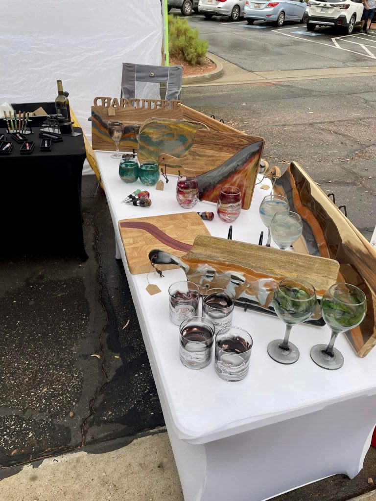 The KC's Creations booth sells wood and glass work with resin, location and date unspecified | Photo courtesy of Kent Schlientz, St. George News