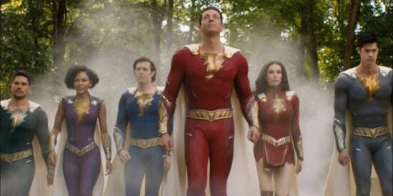 The Philadelphia Fiascos line up in 'Shazam! Fury of the Gods' (2023). Credit: DC/ Warner Bros.