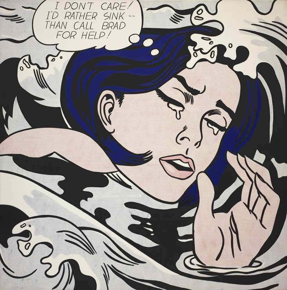 pop artist lichtenstein drowning painting