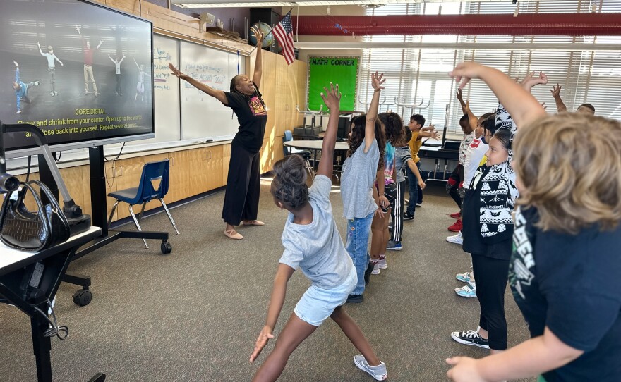 Monica Harris teaches dance and theatre arts for the visual and performing arts (VAPA) program in the San Diego Unified School District, San Diego, Calif., Oct. 18, 2023