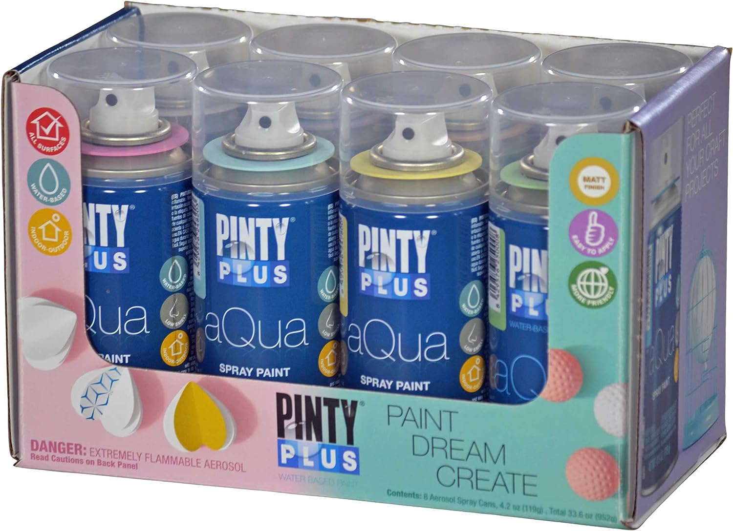 PINTY PLUS Aqua Spray Paint Set of 8 Colors