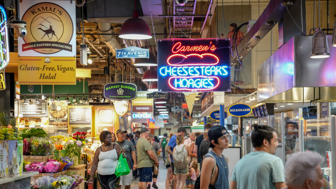 People walking through Reading Terminal Market