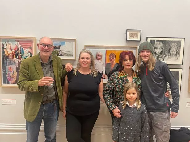 The Photie Man exhibition in Liverpool's Walker Art Gallery. Photographer Tom Wood pictured with four generations. Rachel Crawford, Elizabeth Whelan, Daisy Crawford-Jones and Will Crawford
