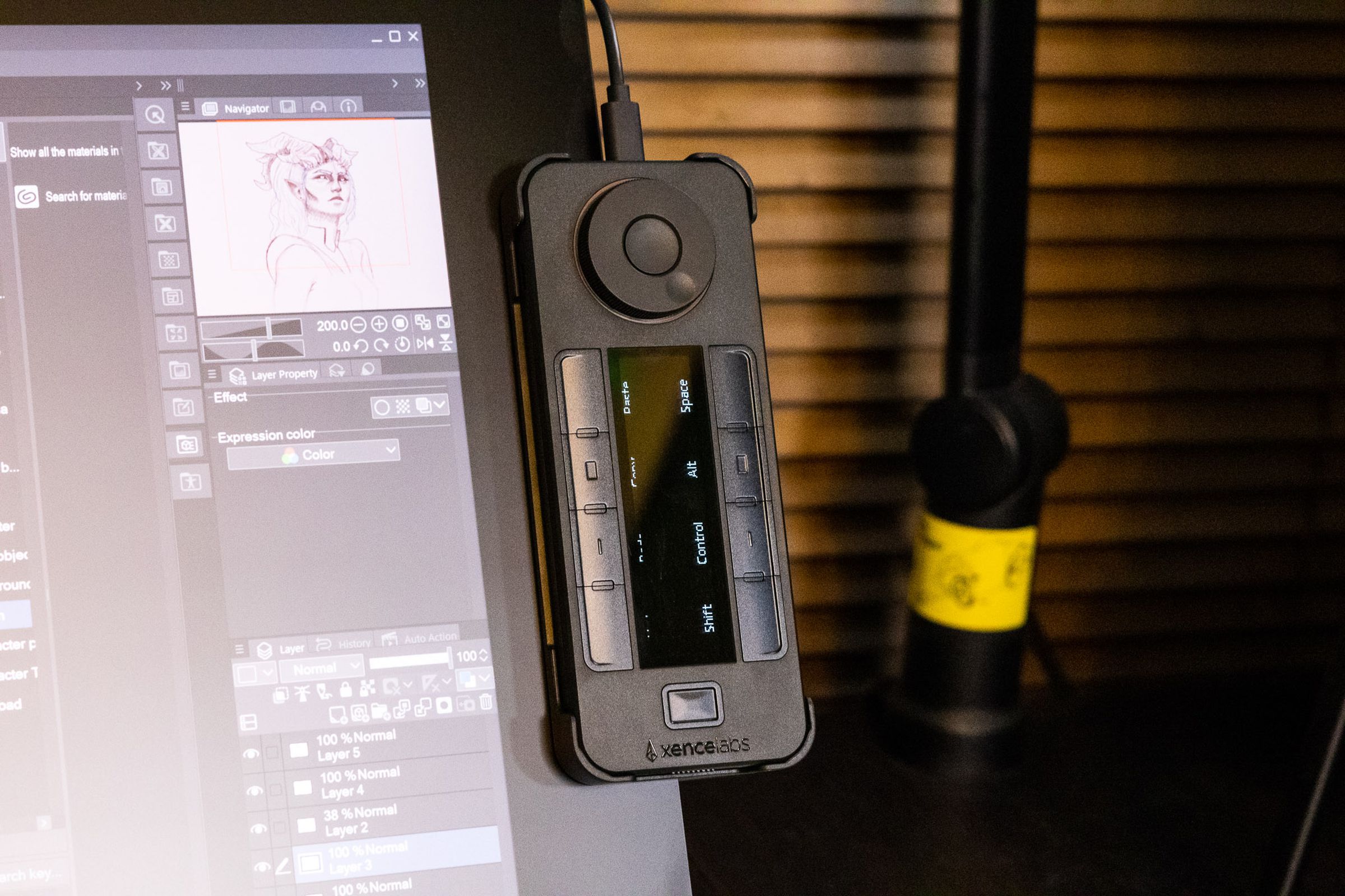 The Xencelabs Quick Keys accessory attached to a Pen Display 24 tablet.