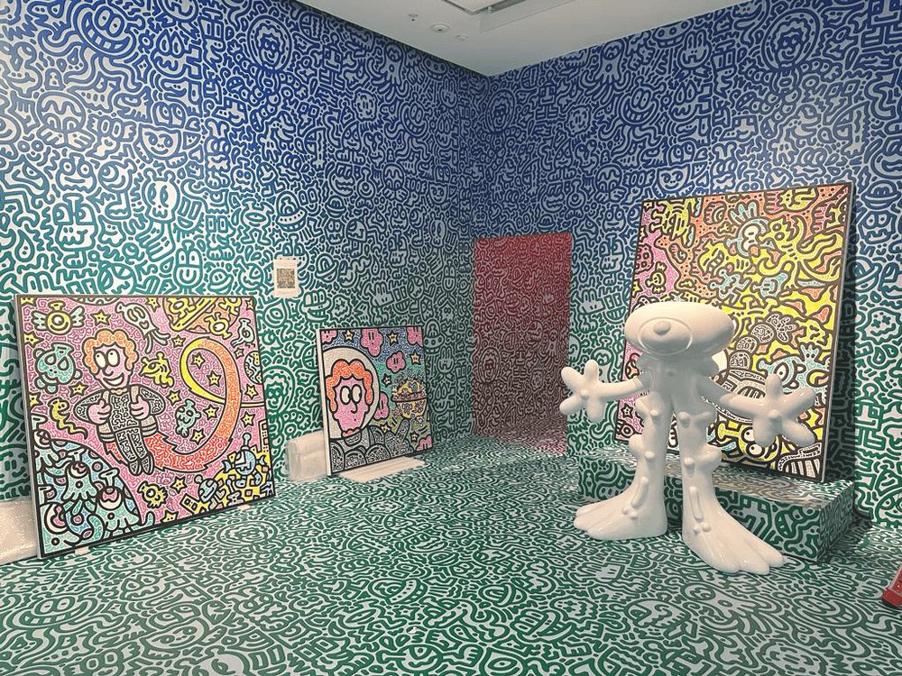 Drawings by British artist Sam Cox, better known as Mr. Doodle. Photo