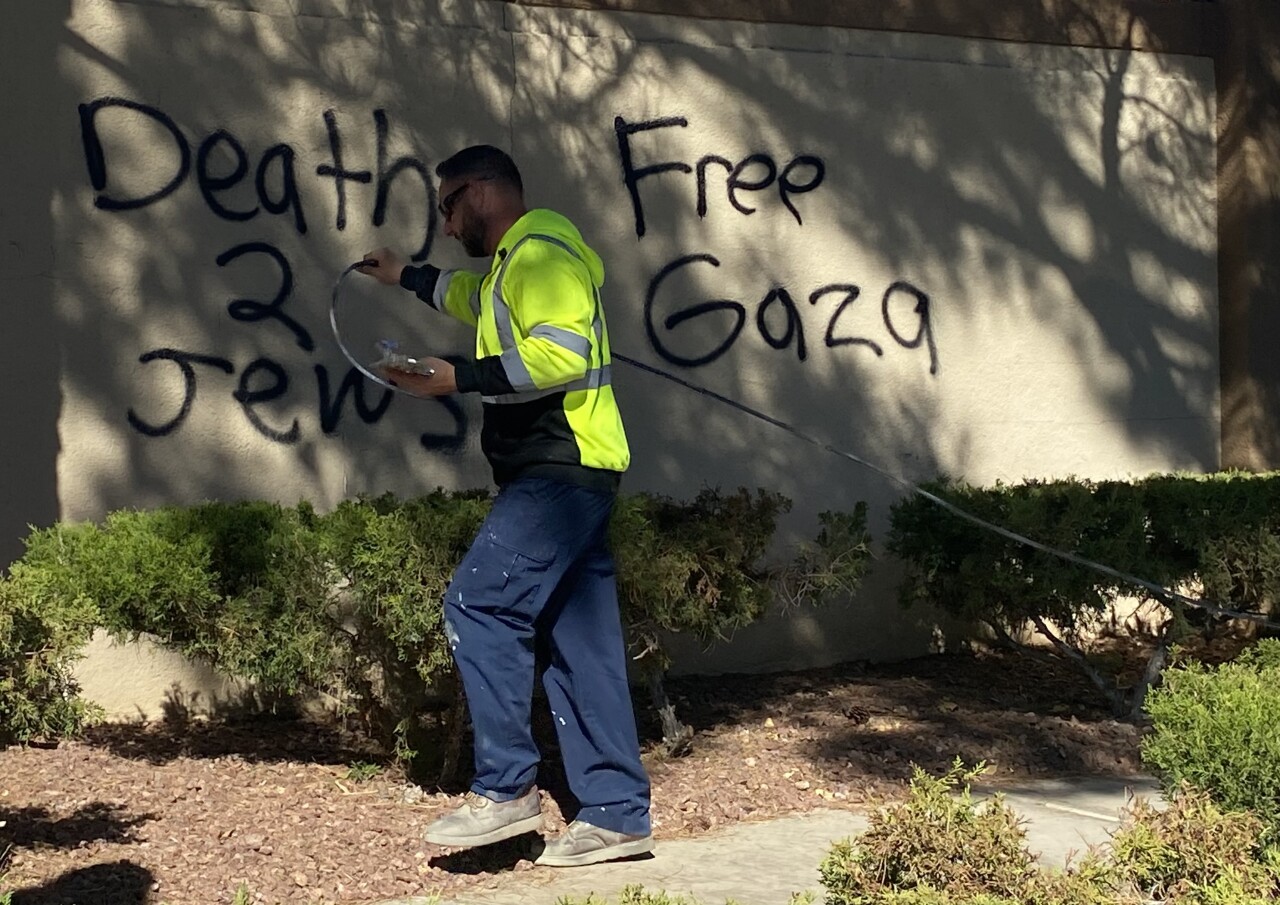 Antisemitic graffiti on a wall on Fort Apache and Charleston Boulevard