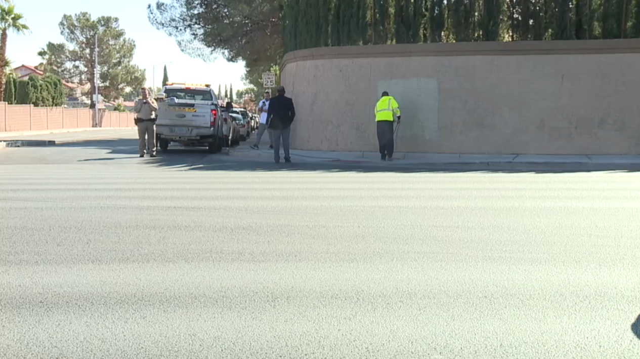 Antisemitic graffiti on a wall on Fort Apache and Charleston Boulevard covered