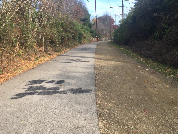 Some of the graffiti that was found along the Cynwyd...