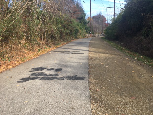 Some of the graffiti that was found along the Cynwyd...