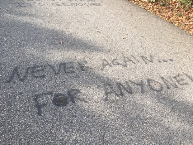 Some of the graffiti that was found along the Cynwyd...