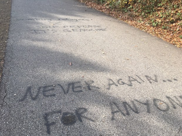Some of the graffiti that was found along the Cynwyd...