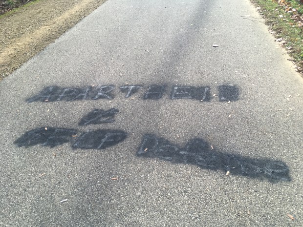 Some of the graffiti that was found along the Cynwyd...