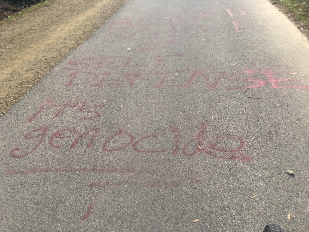 Some of the graffiti that was found along the Cynwyd...