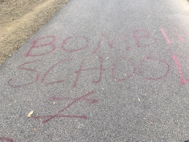 Some of the graffiti that was found along the Cynwyd...