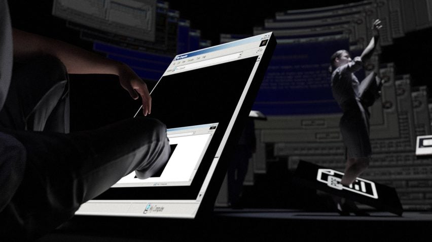 Photo of people using touchscreen