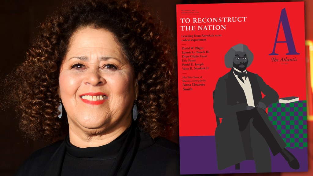 headshot of Anna Deavere Smith alongside front cover of The Atlantic