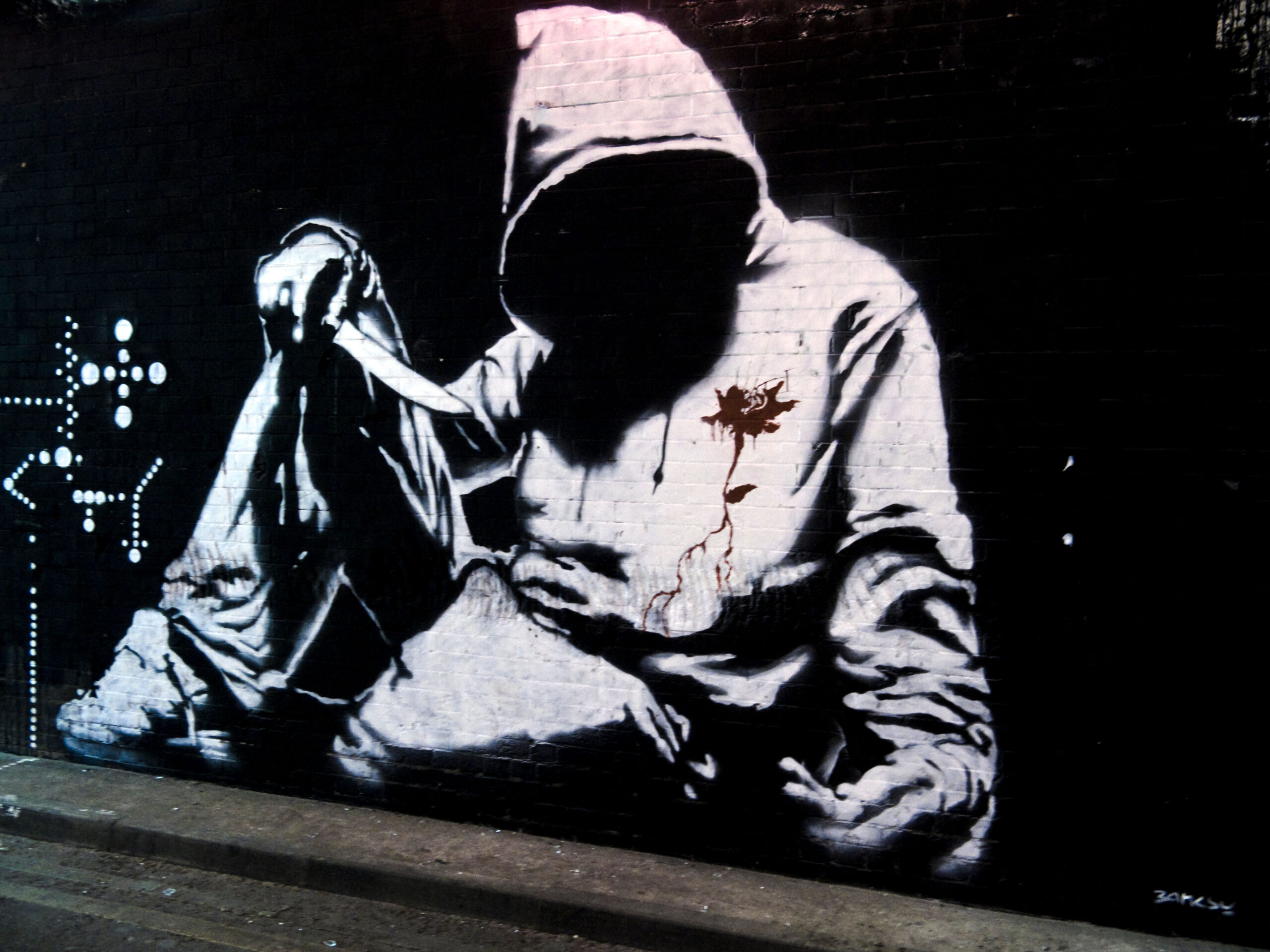 'Hoodie With Knife' was painted on a wall in London's Waterloo