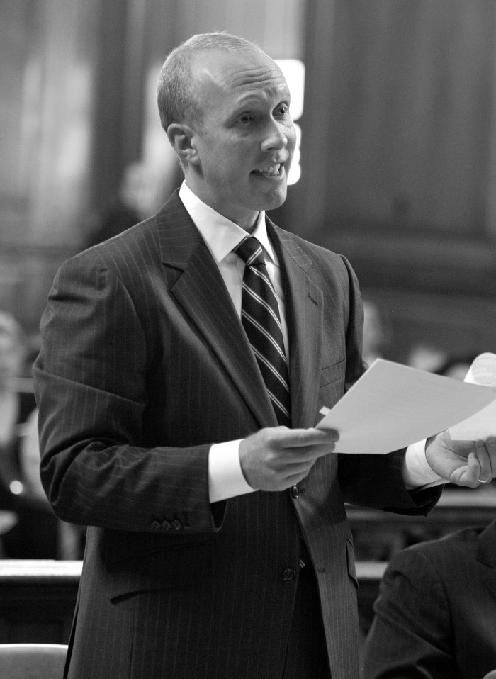 Attorney Douglas Wigdor speaks in court during the Strauss-Kahn vs Nafissatou Diallo trial at New York State Supreme Court in March 2012