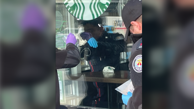 Graffiti at Starbucks referencing Israel-Gaza war