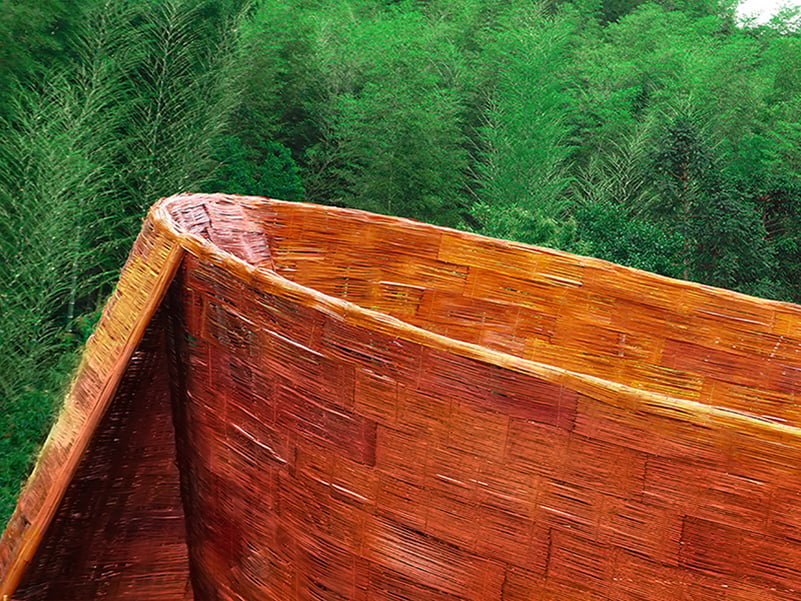 SODA architects plants bamboo stage installation amid mountains for qingshan art season