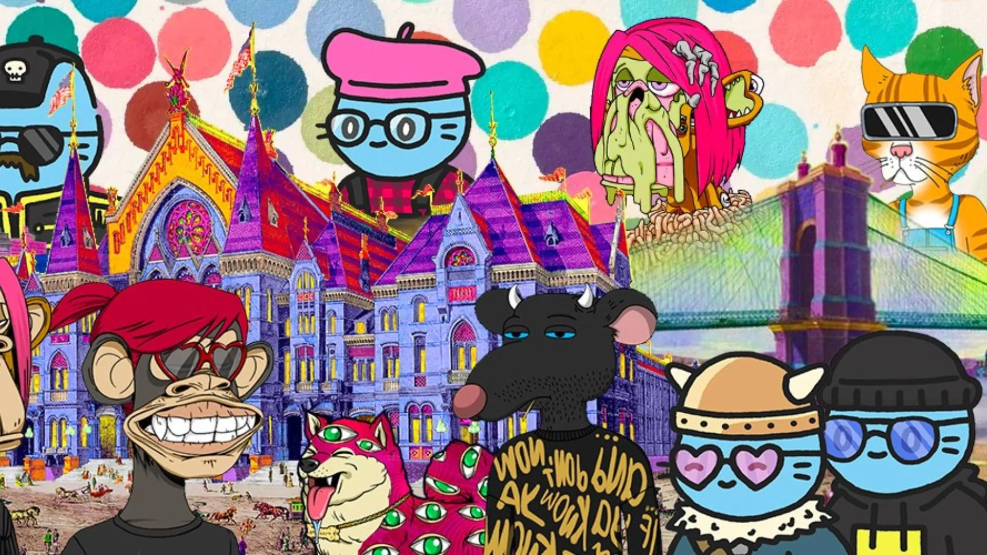a collage of various NFTs, implying different projectst for people to earn them for free