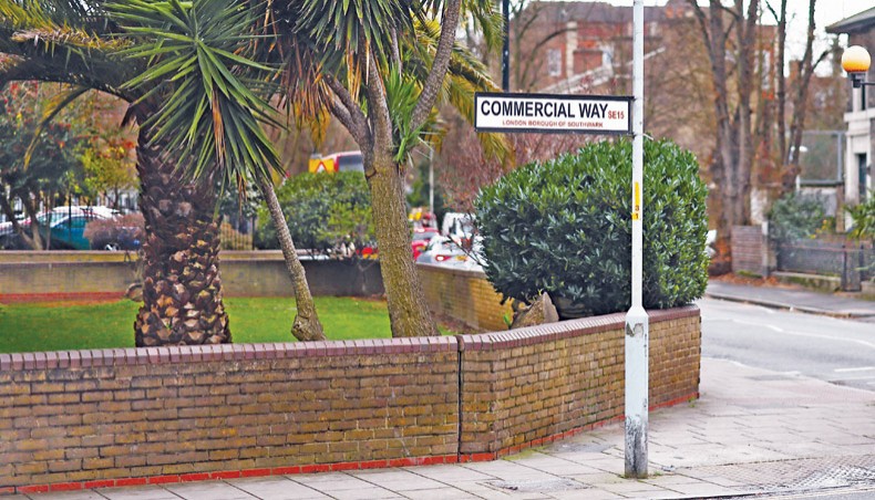 A picture shows the site of missing Banksy artwork, a set of drones stencilled onto a “Stop” traffic sign, a graffiti artwork bearing the hallmarks of the famous street artist on a post in Peckham, south London on December 22, 2023. — AFP photo