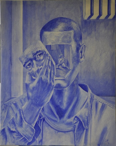 The Blue Boy, by ‘B’, C Wing, 2023. Acrylic on canvas.