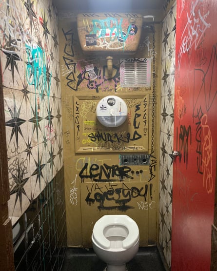 Toilet with graffiti, Dead Wax, Brighton.