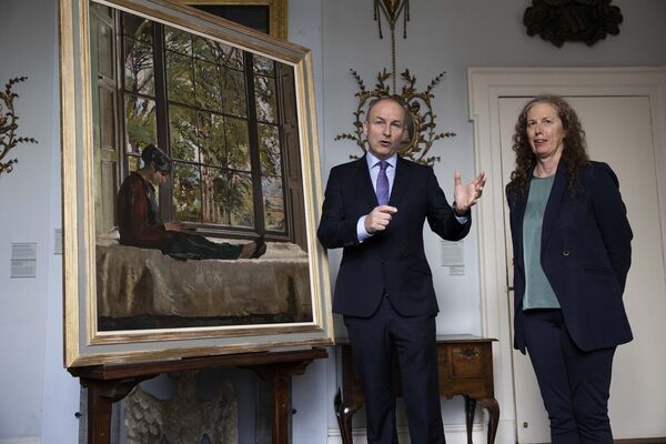 An Tánaiste Micheál Martin and Crawford Art Gallery director Mary McCarthy at the unveiling of Crawford Art Gallery’s acquisition for the national collection, The Window by the Irish artist Seán Keating (1889-1977). An Tánaiste Micheál Martin and Crawford Art Gallery director Mary McCarthy at the unveiling of Crawford Art Gallery’s acquisition for the national collection, The Window by the Irish artist Seán Keating (1889-1977).