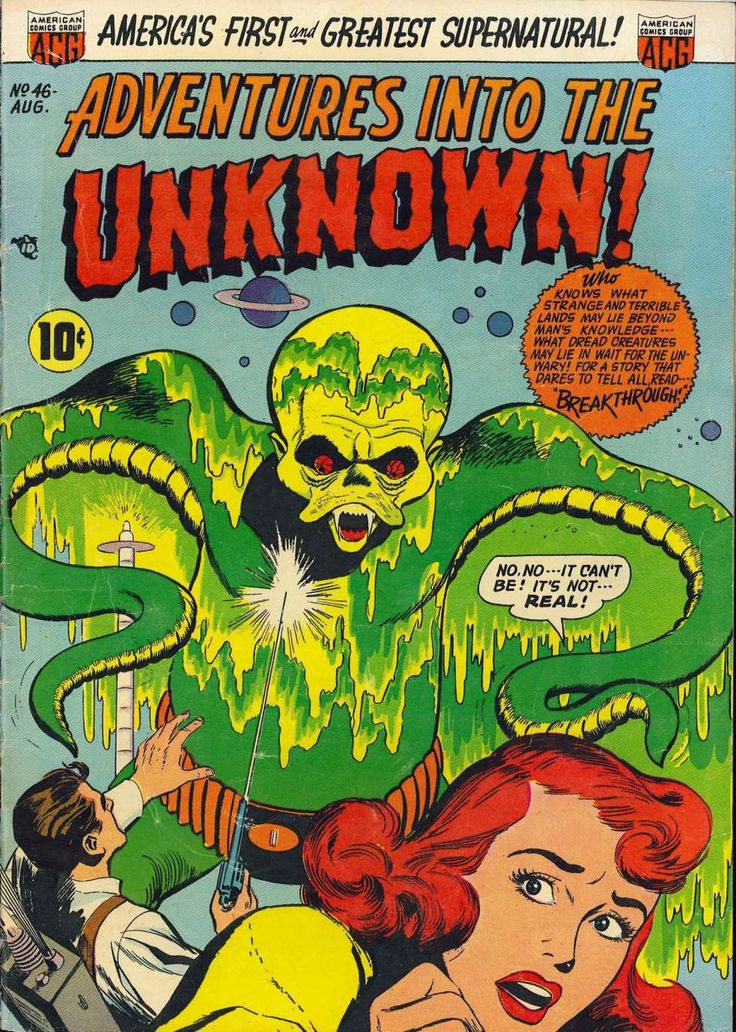 Comic Book Cover For Adventures into the Unknown #46 | Scary comics, Golden age comics, Horror comics