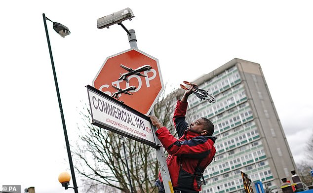 The extraordinary scenes unfolded at the intersection of Southampton Way and Commercial Way in Peckham at about 12.30pm
