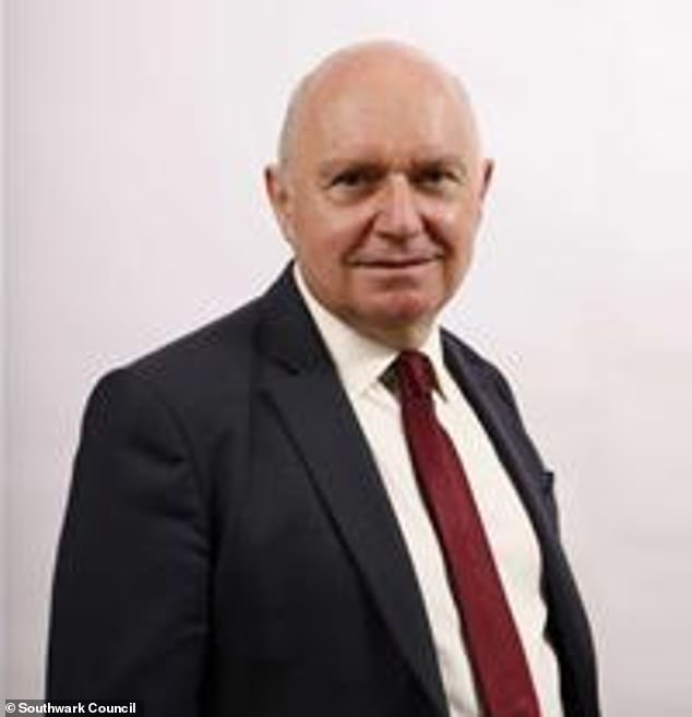 Peckham councilor Barrie Hargrove (pictured) slammed the Met for not taking action sooner against both Banksy and the alleged thief - as he says defacing and removing a stop sign could be a risk for public safety that may have 'fatal consequences'