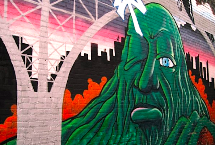 Wallingford neighborhood art reflects area landmarks. (Linda Hanlon)