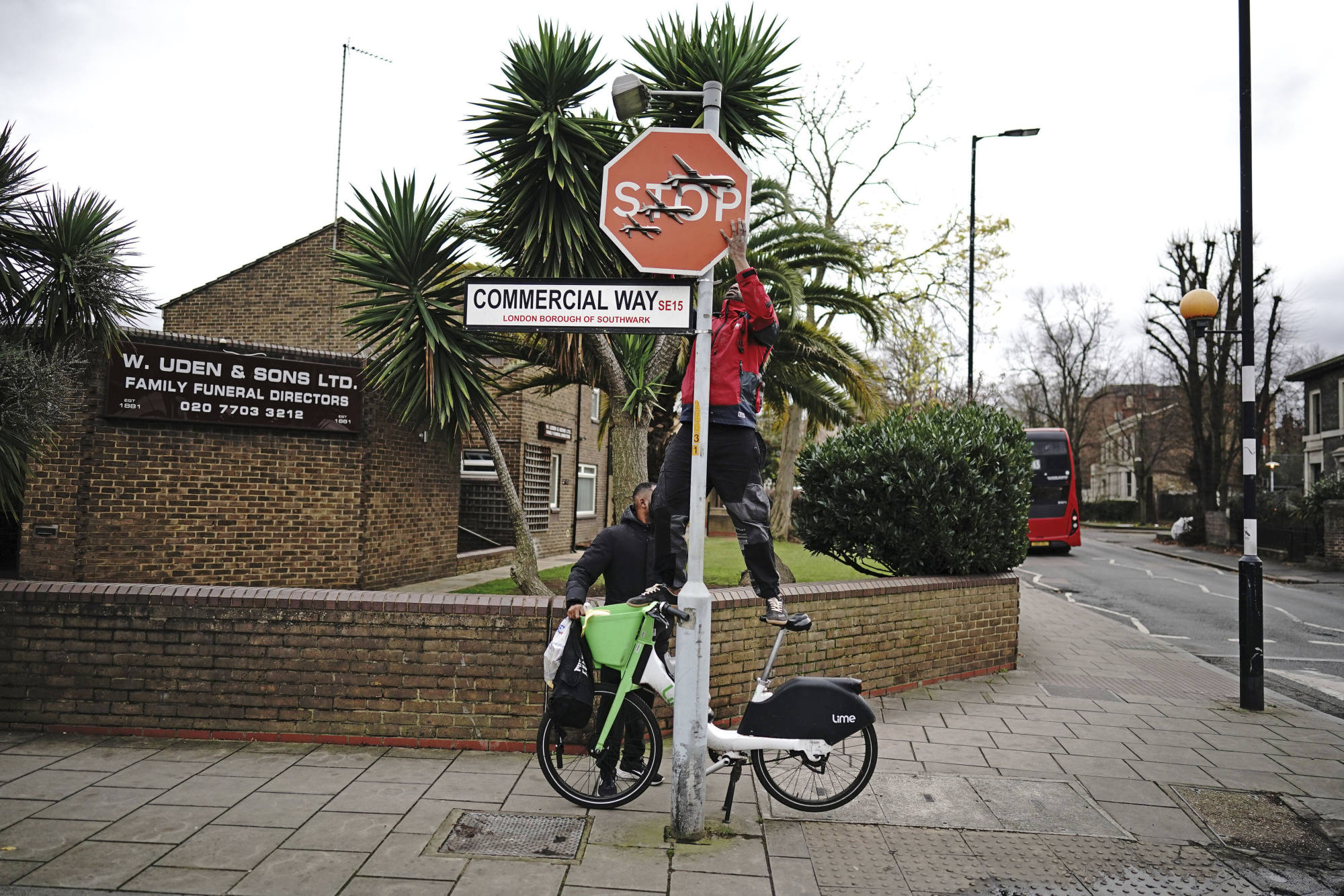 A man is in custody after a piece of art work by Banksy was removed from where it was installed in southeast London. Photo: AP