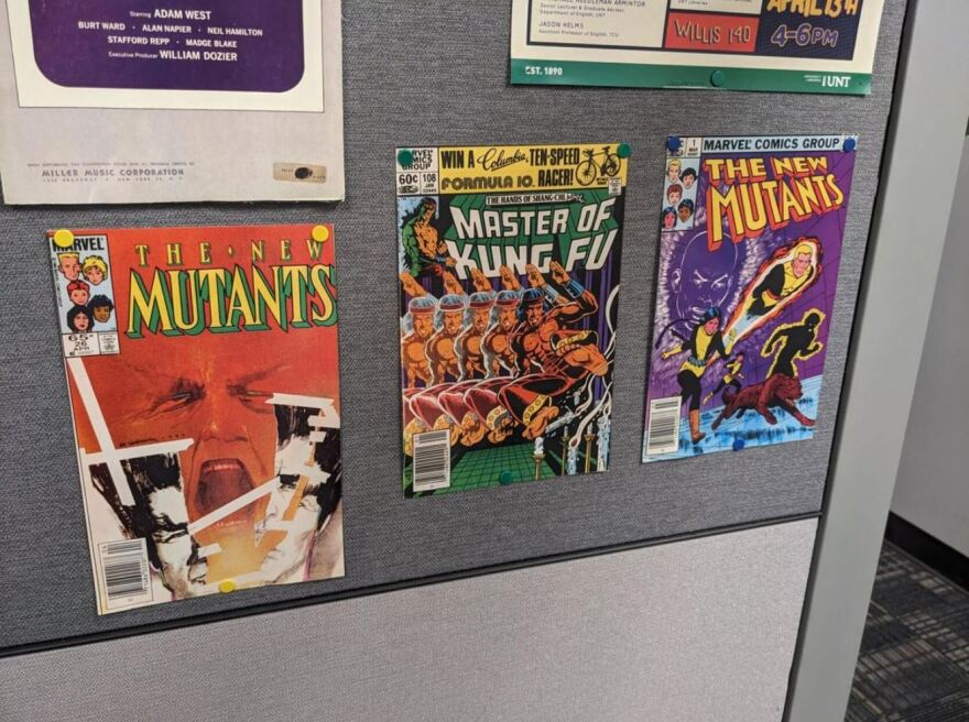 Display posters for the university library's special classic comics collection. These comics are not available to be checked out, but are housed comfortably on the fourth floor of Willis.