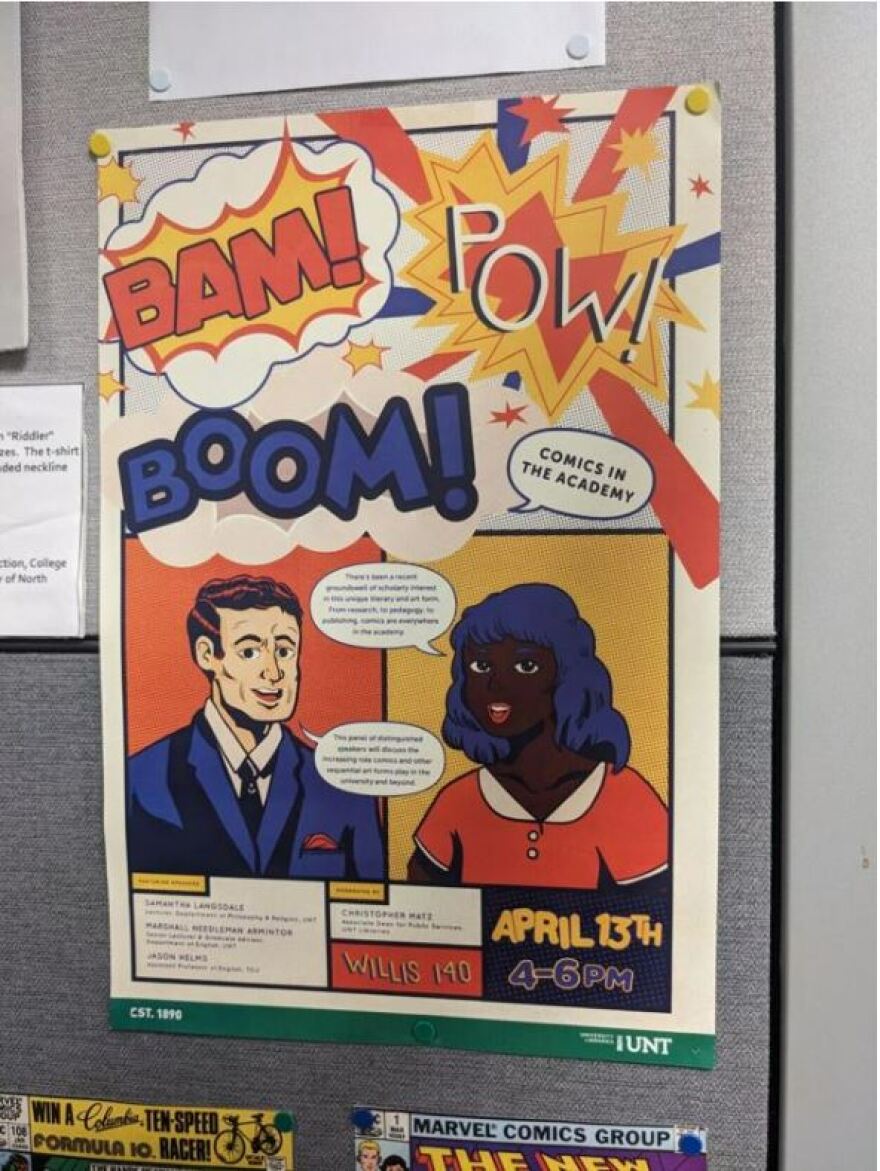 A poster for a scholarly comics and graphic novel conference held last April.