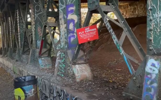 The YouTube video shows evidence of illegal drug abuse under the bridge