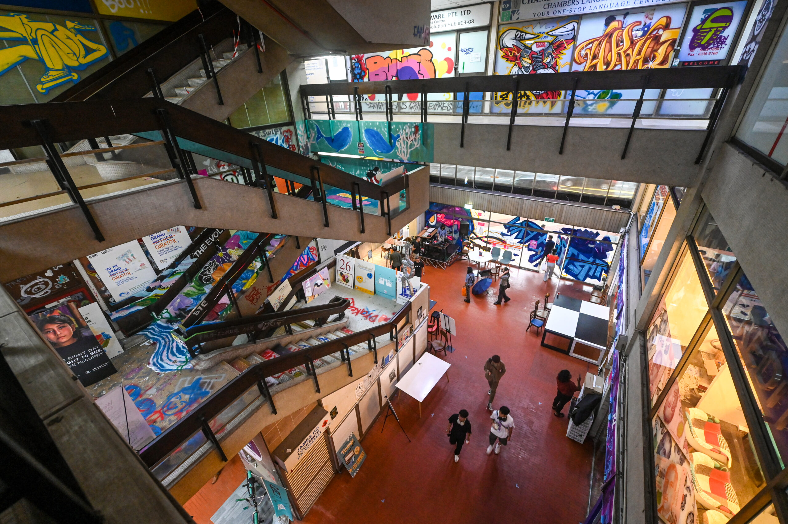 Imaginative street art has taken over every floor of the shopping centre