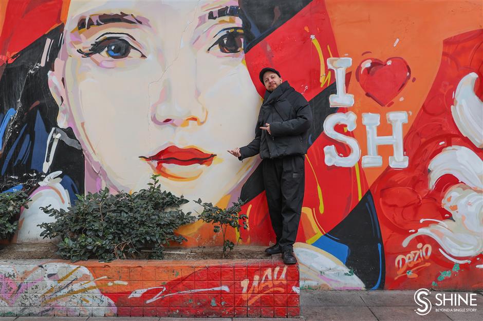 A French graffiti artist has struck a chord in Shanghai