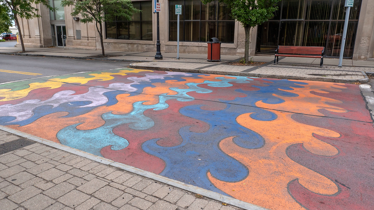 Colorful crosswalk in Niagara Falls NY