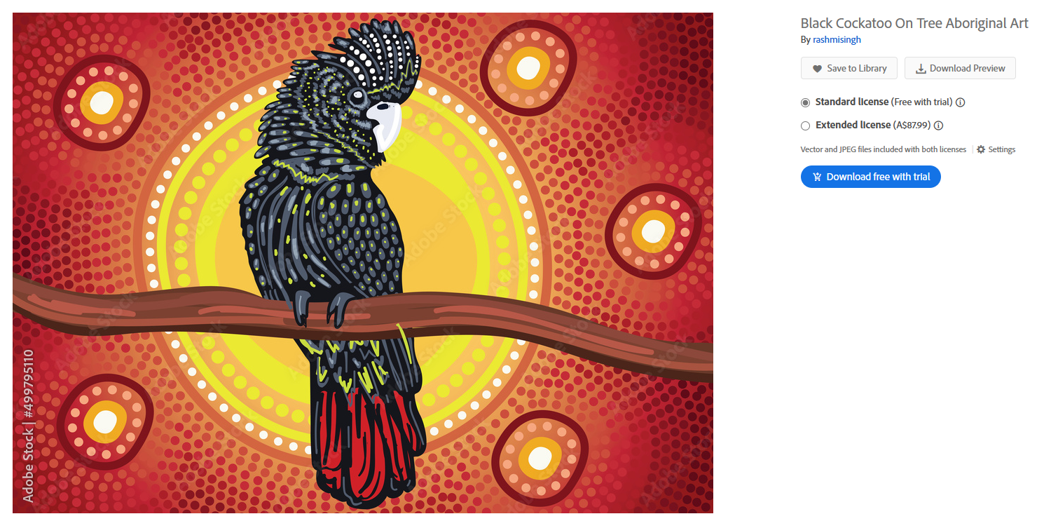 Purported Aboriginal art in the Adobe Stock market