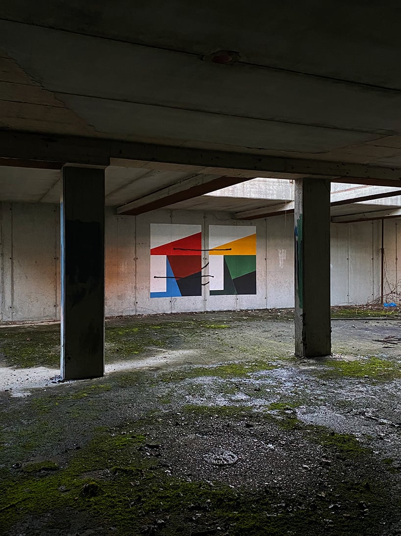 fontface's geometric explorations of minimalism take over walls, canvases, and posters