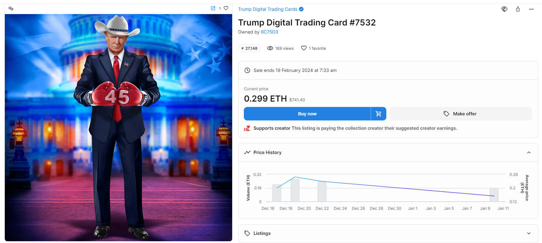 Trump digital trading card NFT