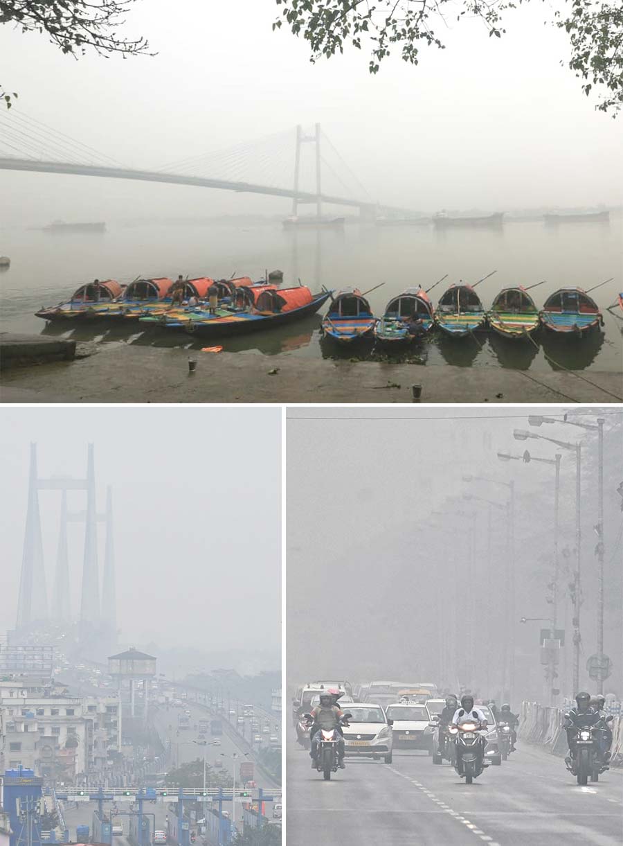 The city experienced a cloudy and foggy weather on Thursday with a few spells of rain in some areas