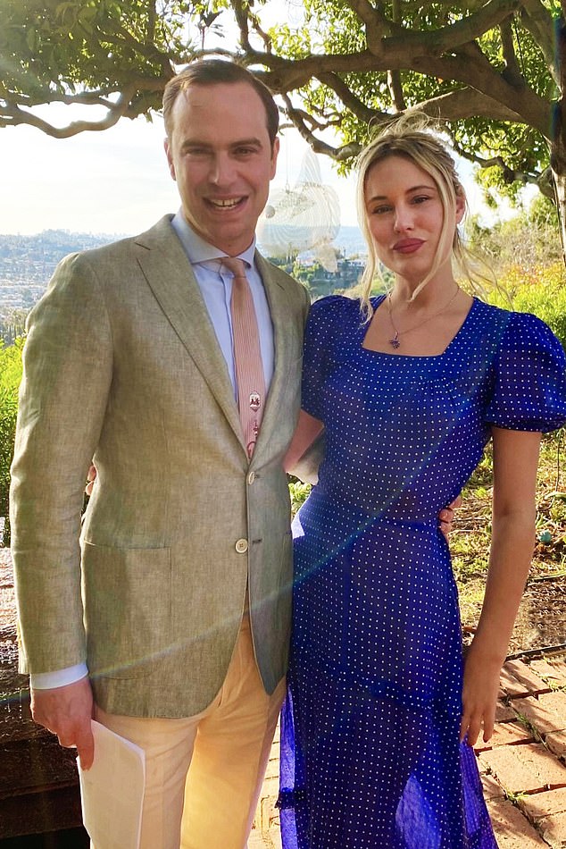 Samantha Cameron's brother Robert Sheffield posed for a photo with his new girlfriend Athena Lemanska