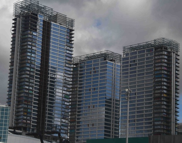 Several floors at each of the three unfinished buildings in...